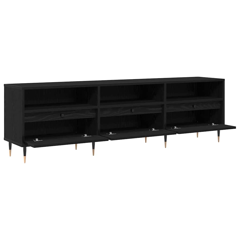 TV-kast Zwart Eiken 150 x 30 x 45 cm Bewerkt hout is nu te koop bij PeponiXL, paradijselijk wonen!