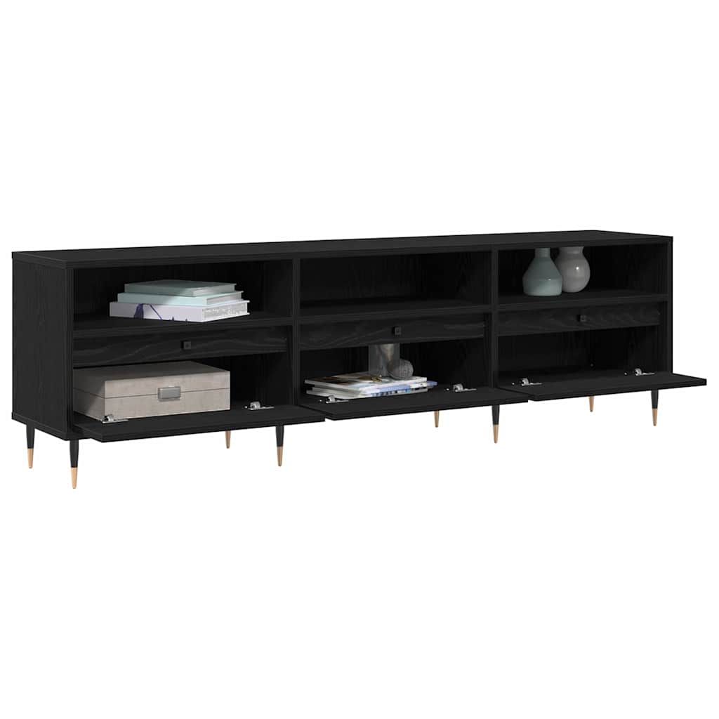 TV-kast Zwart Eiken 150 x 30 x 45 cm Bewerkt hout is nu te koop bij PeponiXL, paradijselijk wonen!
