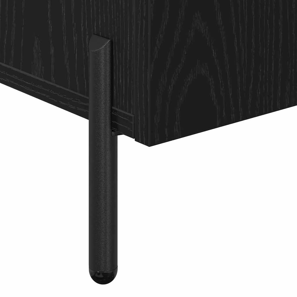 Dressoir Zwart Eiken 90 x 34 x 80 cm Bewerkt hout is nu te koop bij PeponiXL, paradijselijk wonen!