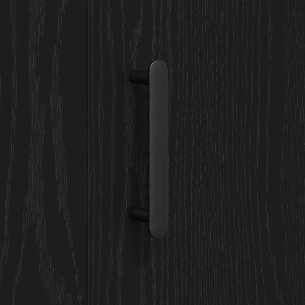 Dressoir Zwart Eiken 90 x 34 x 80 cm Bewerkt hout is nu te koop bij PeponiXL, paradijselijk wonen!