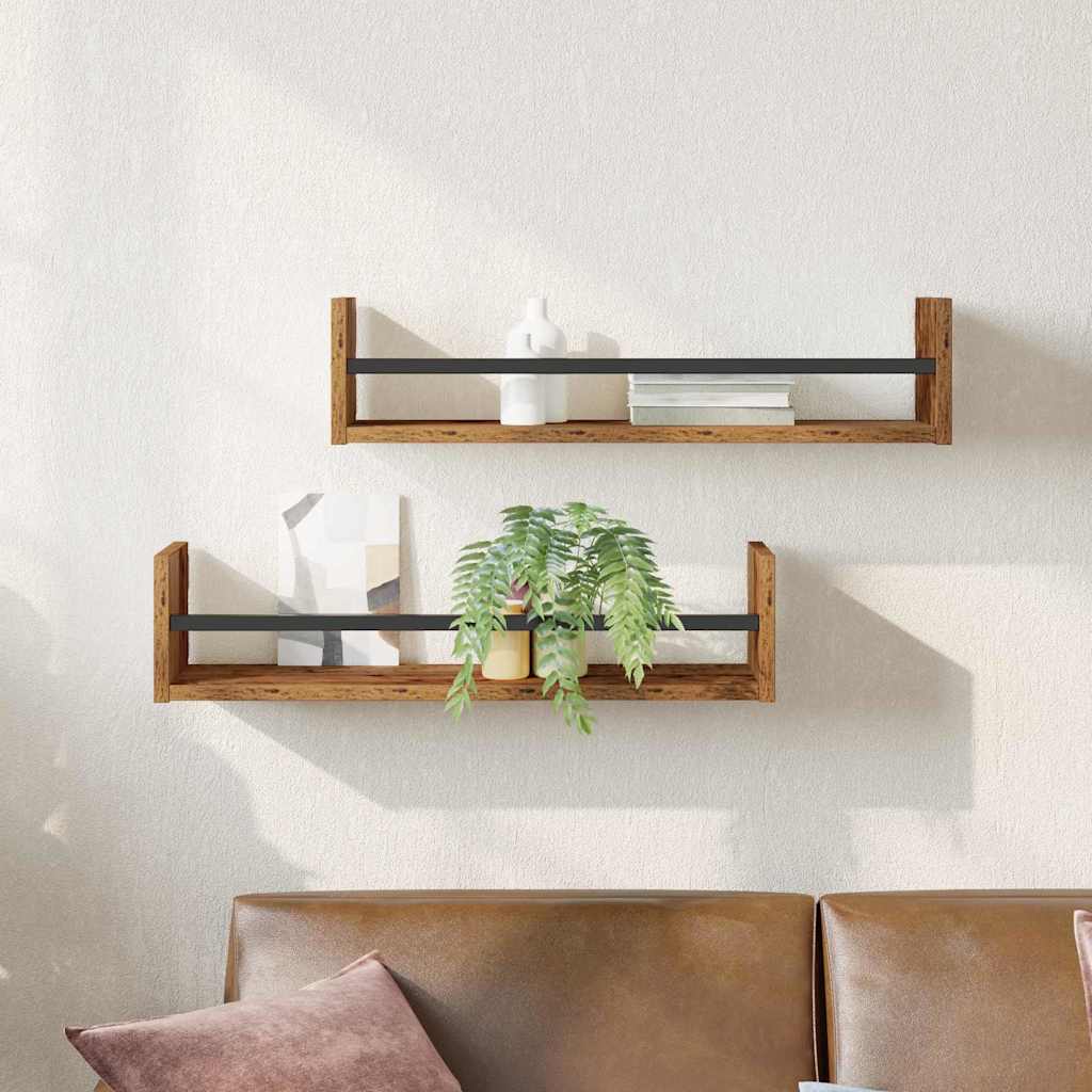 Wandplank Wandgemonteerd 2 pcs Oudhout 60 x 16 x 14 cm is nu te koop bij PeponiXL, paradijselijk wonen!