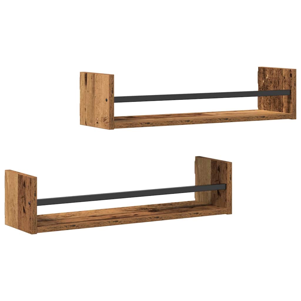 Wandplank Wandgemonteerd 2 pcs Oudhout 60 x 16 x 14 cm is nu te koop bij PeponiXL, paradijselijk wonen!