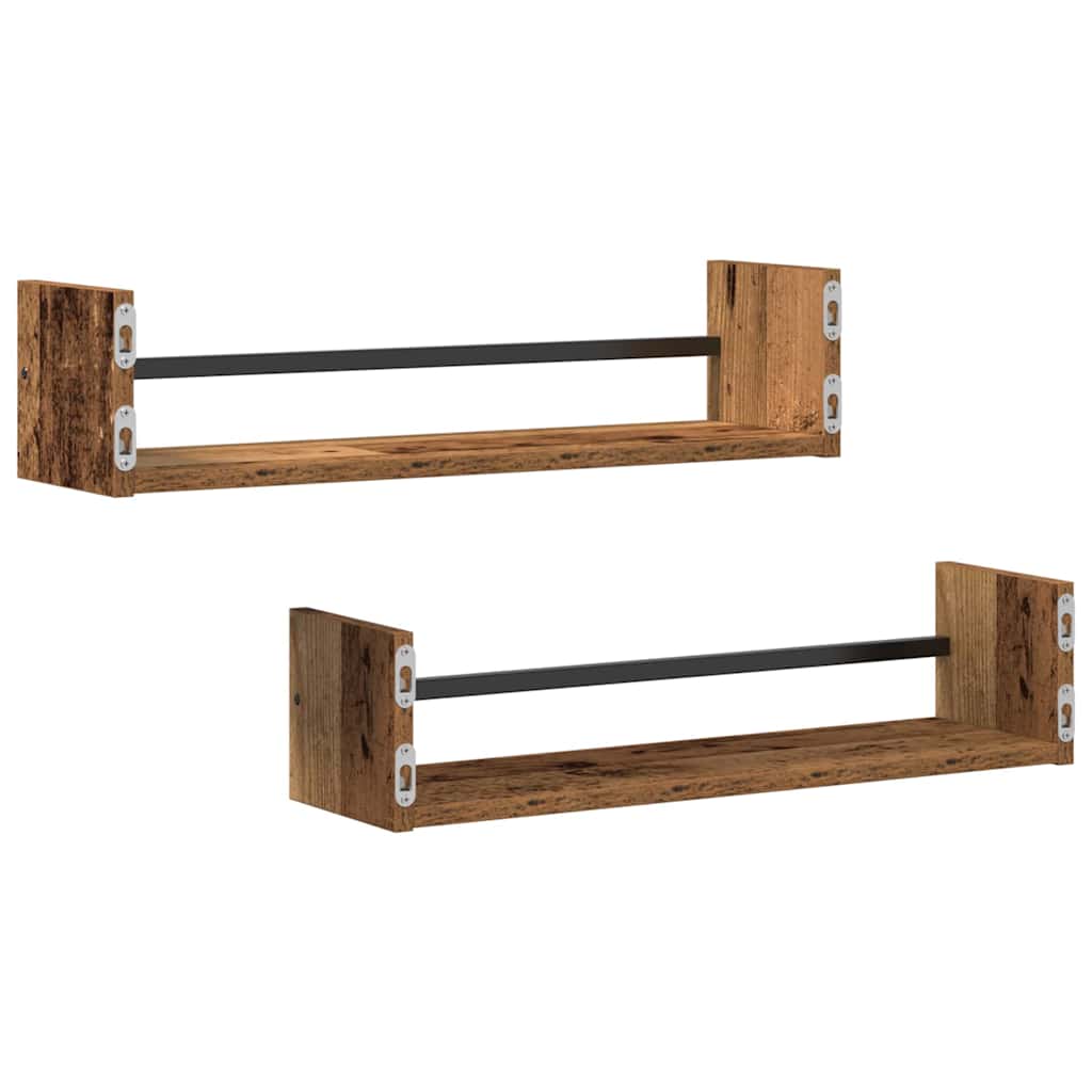 Wandplank Wandgemonteerd 2 pcs Oudhout 60 x 16 x 14 cm is nu te koop bij PeponiXL, paradijselijk wonen!