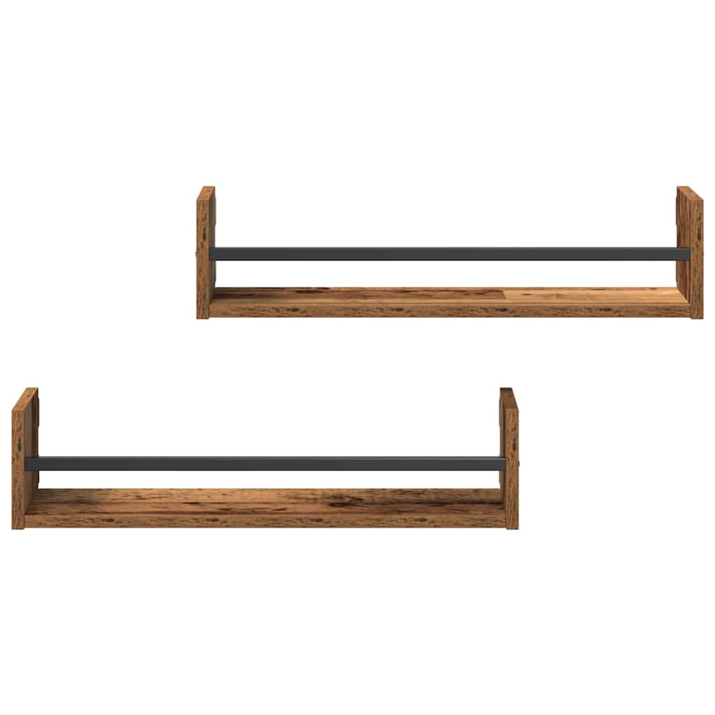 Wandplank Wandgemonteerd 2 pcs Oudhout 60 x 16 x 14 cm is nu te koop bij PeponiXL, paradijselijk wonen!