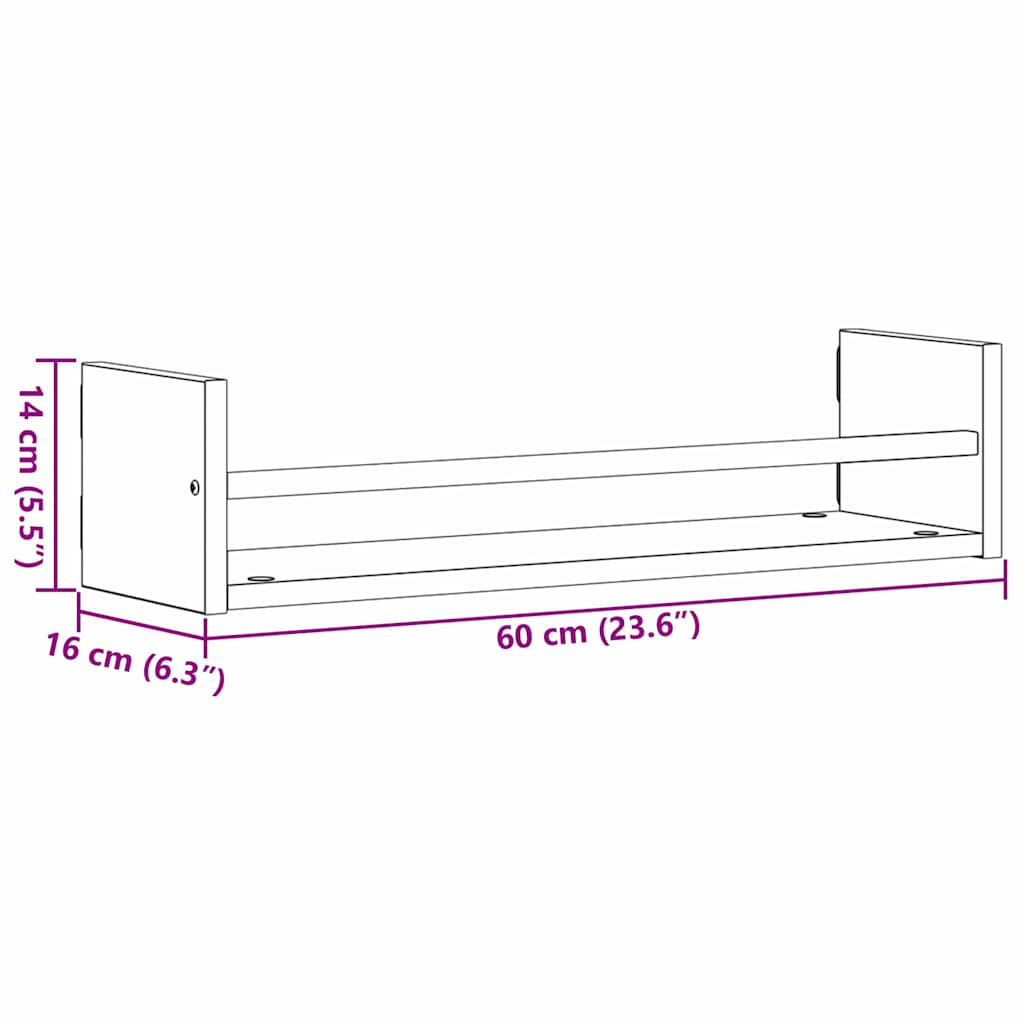 Wandplank Wandgemonteerd 2 pcs Oudhout 60 x 16 x 14 cm is nu te koop bij PeponiXL, paradijselijk wonen!