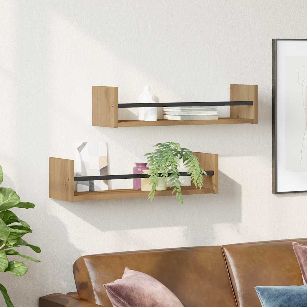 Wandplank Wandgemonteerd 2 pcs Artisan Eiken 60 x 16 x 14 cm is nu te koop bij PeponiXL, paradijselijk wonen!