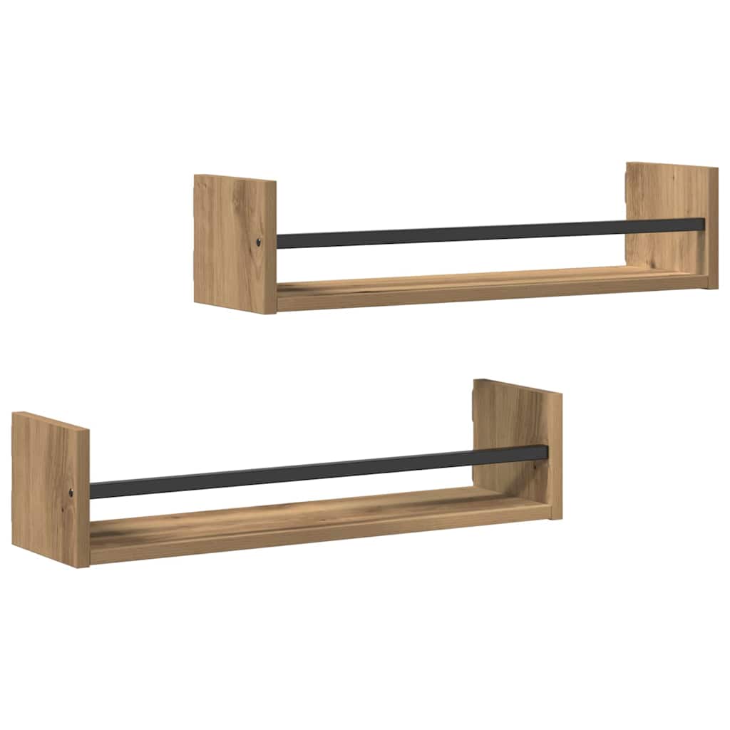 Wandplank Wandgemonteerd 2 pcs Artisan Eiken 60 x 16 x 14 cm is nu te koop bij PeponiXL, paradijselijk wonen!