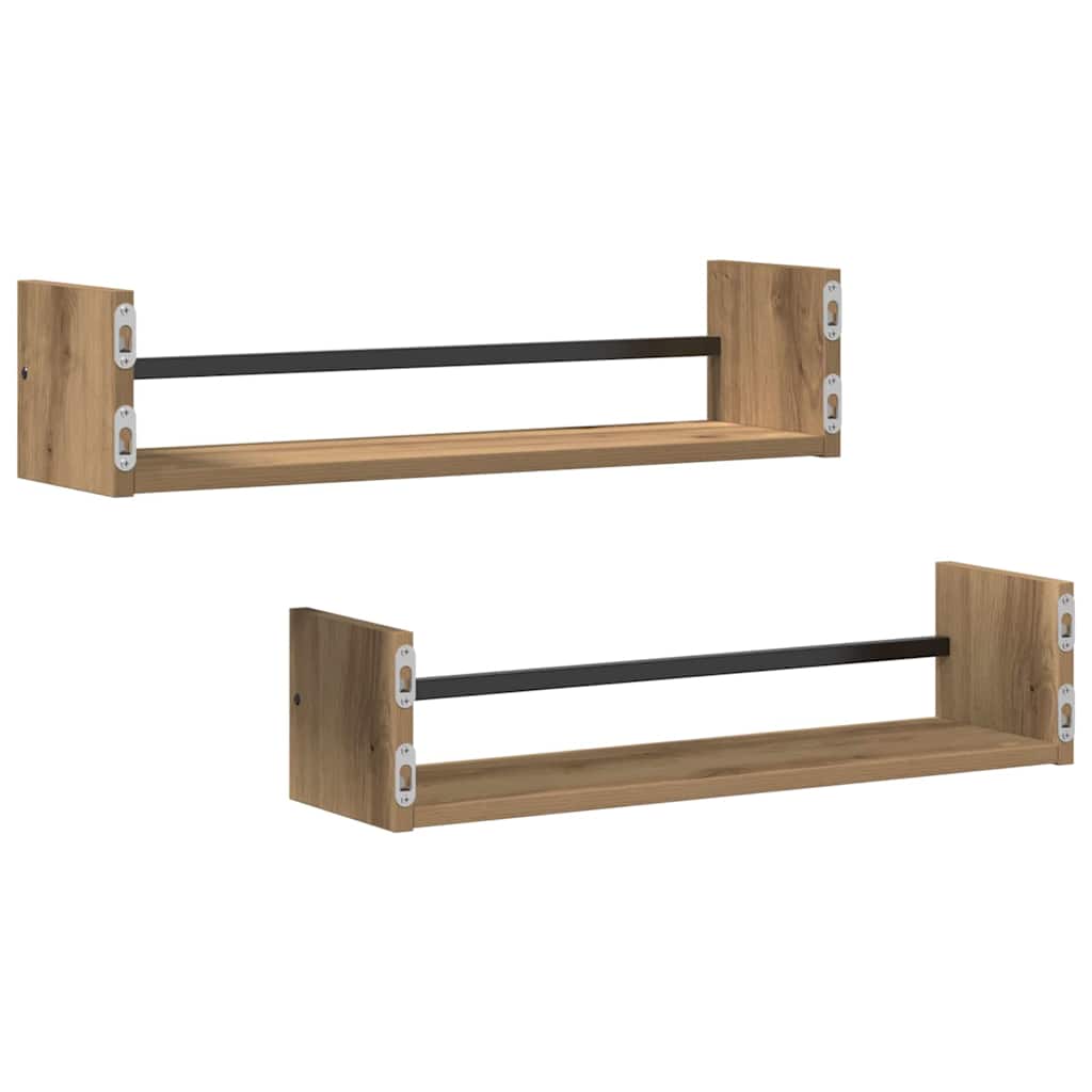 Wandplank Wandgemonteerd 2 pcs Artisan Eiken 60 x 16 x 14 cm is nu te koop bij PeponiXL, paradijselijk wonen!