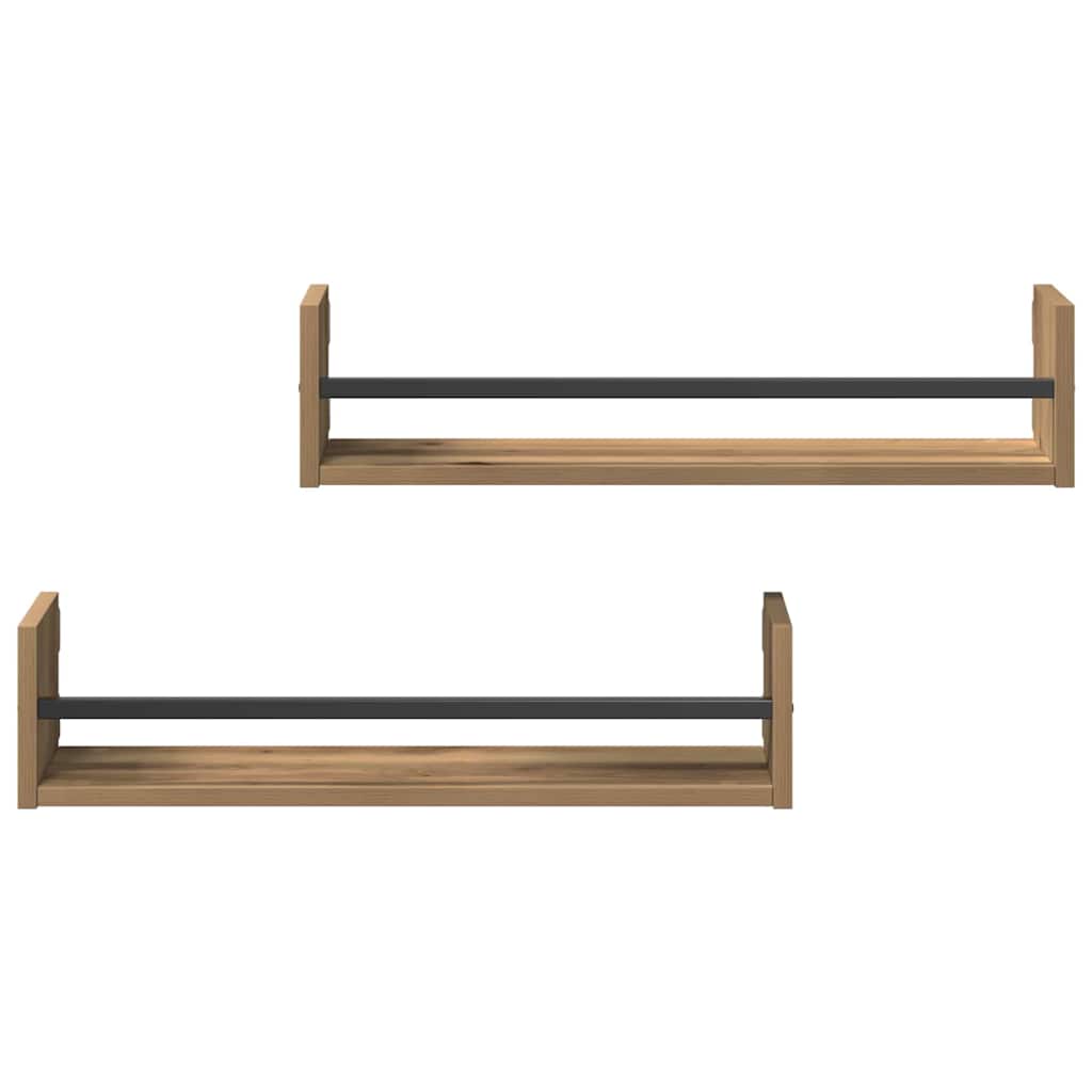 Wandplank Wandgemonteerd 2 pcs Artisan Eiken 60 x 16 x 14 cm is nu te koop bij PeponiXL, paradijselijk wonen!