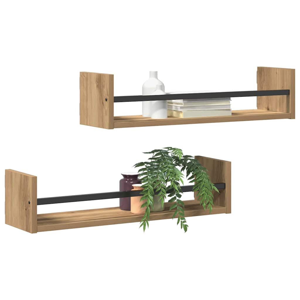 Wandplank Wandgemonteerd 2 pcs Artisan Eiken 60 x 16 x 14 cm is nu te koop bij PeponiXL, paradijselijk wonen!