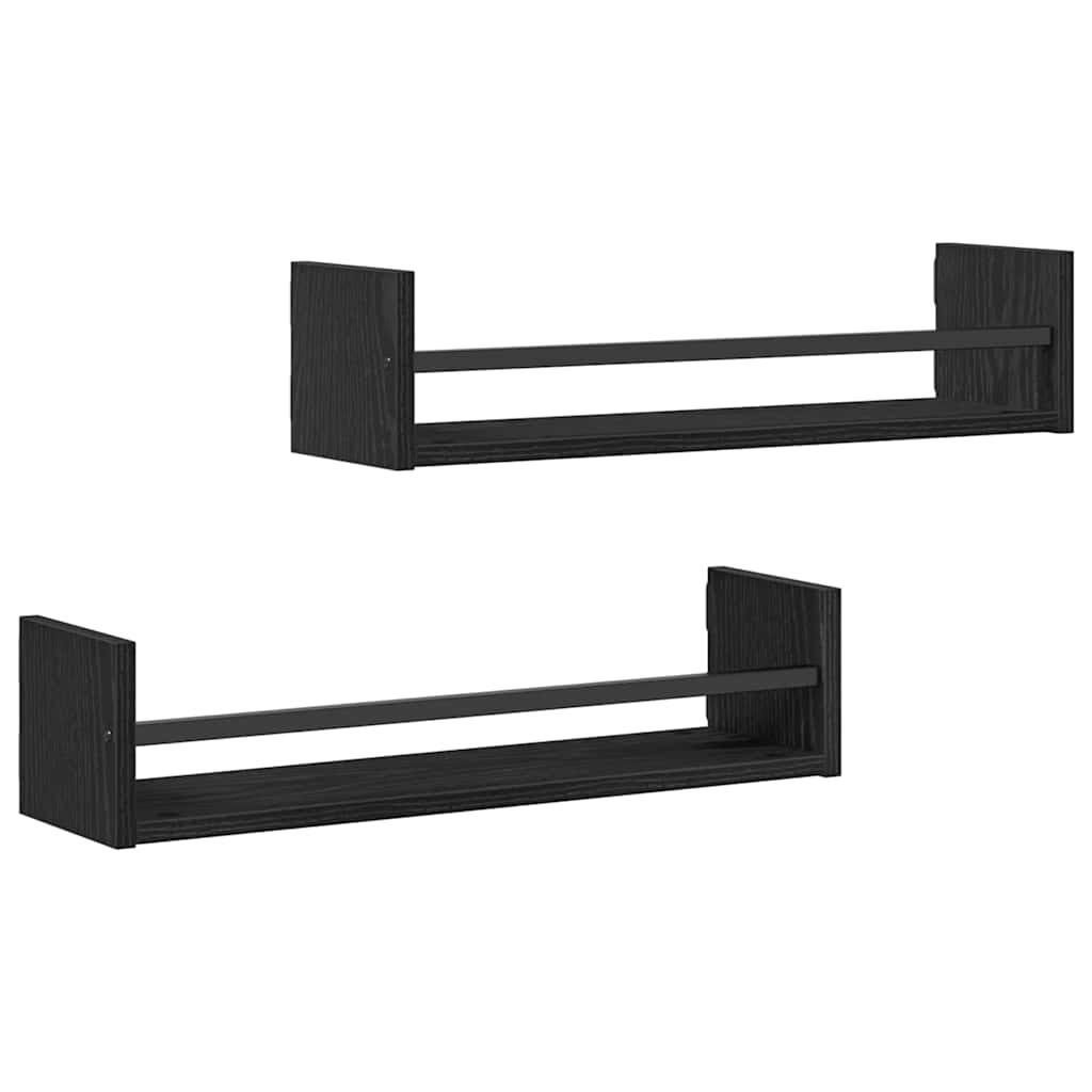 Wandplank Wandgemonteerd 2 pcs Zwart Eiken 60 x 16 x 14 cm is nu te koop bij PeponiXL, paradijselijk wonen!