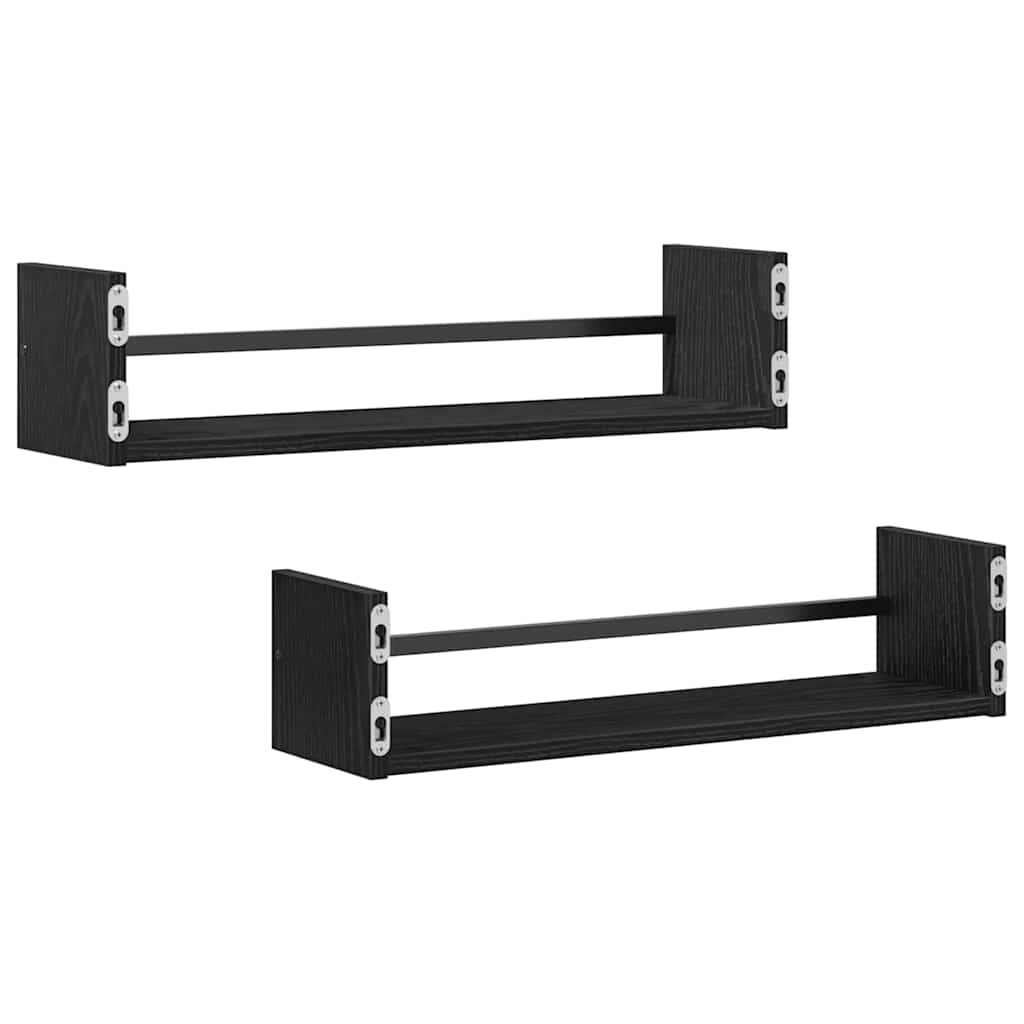 Wandplank Wandgemonteerd 2 pcs Zwart Eiken 60 x 16 x 14 cm is nu te koop bij PeponiXL, paradijselijk wonen!