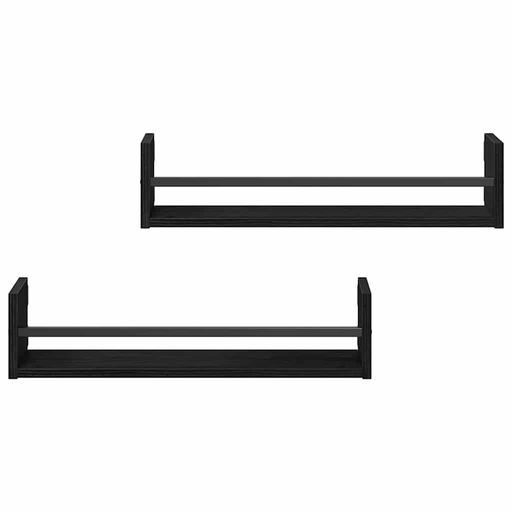 Wandplank Wandgemonteerd 2 pcs Zwart Eiken 60 x 16 x 14 cm is nu te koop bij PeponiXL, paradijselijk wonen!