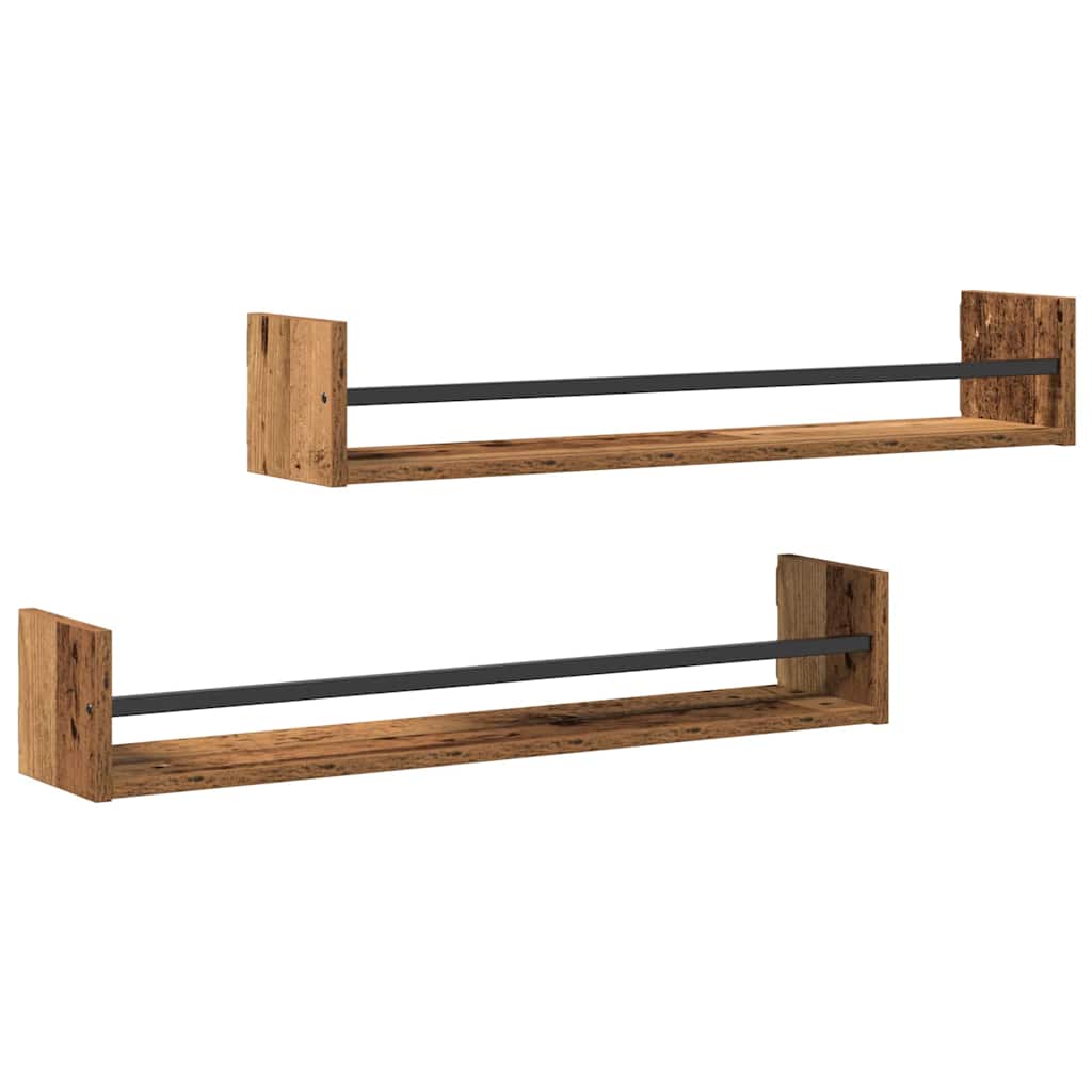 Wandplank Wandgemonteerd 2 pcs Oudhout 80 x 16 x 14 cm is nu te koop bij PeponiXL, paradijselijk wonen!