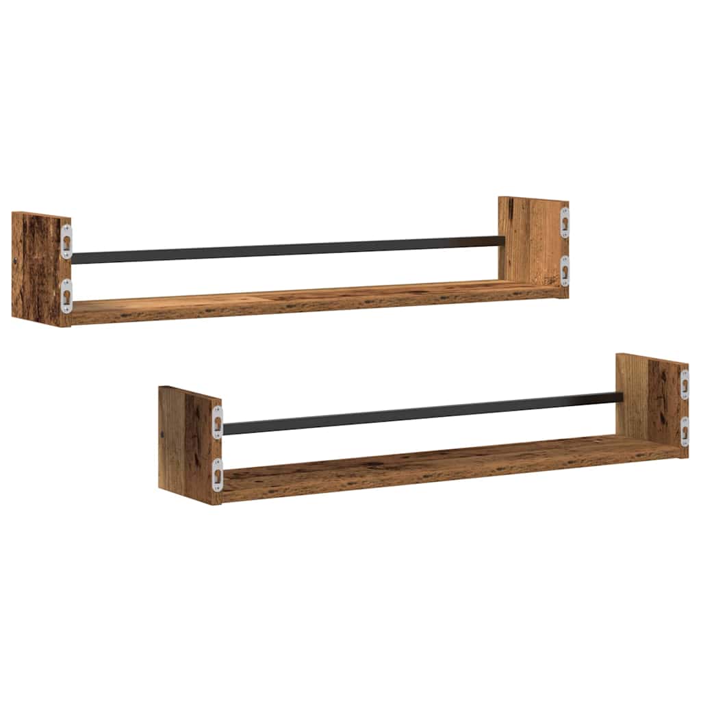Wandplank Wandgemonteerd 2 pcs Oudhout 80 x 16 x 14 cm is nu te koop bij PeponiXL, paradijselijk wonen!