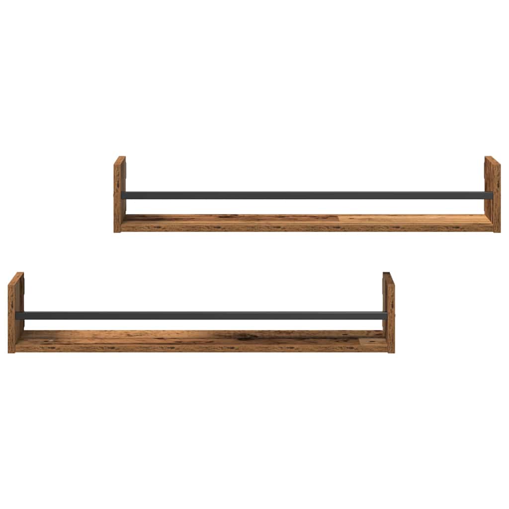 Wandplank Wandgemonteerd 2 pcs Oudhout 80 x 16 x 14 cm is nu te koop bij PeponiXL, paradijselijk wonen!
