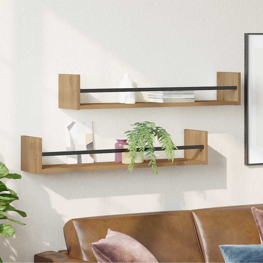 Wandplank Wandgemonteerd 2 pcs Artisan Eiken 80 x 16 x 14 cm is nu te koop bij PeponiXL, paradijselijk wonen!