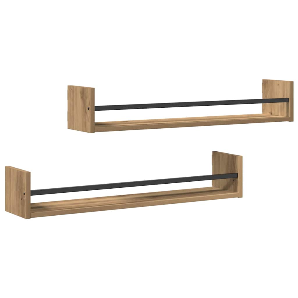 Wandplank Wandgemonteerd 2 pcs Artisan Eiken 80 x 16 x 14 cm is nu te koop bij PeponiXL, paradijselijk wonen!