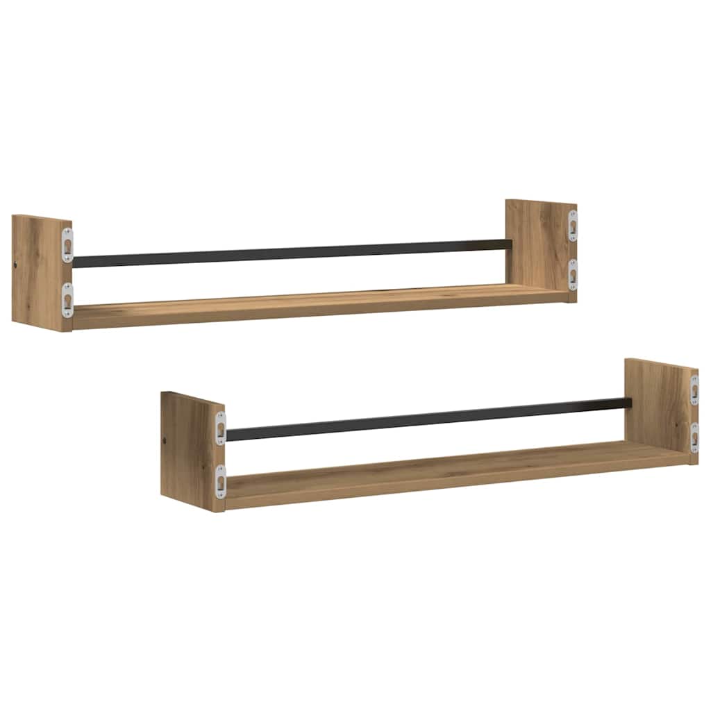 Wandplank Wandgemonteerd 2 pcs Artisan Eiken 80 x 16 x 14 cm is nu te koop bij PeponiXL, paradijselijk wonen!