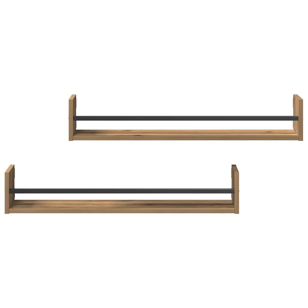 Wandplank Wandgemonteerd 2 pcs Artisan Eiken 80 x 16 x 14 cm is nu te koop bij PeponiXL, paradijselijk wonen!