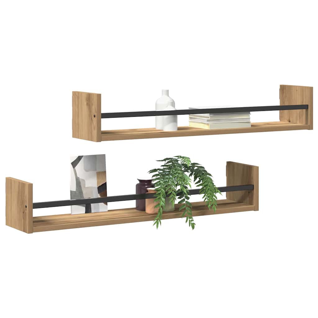 Wandplank Wandgemonteerd 2 pcs Artisan Eiken 80 x 16 x 14 cm is nu te koop bij PeponiXL, paradijselijk wonen!