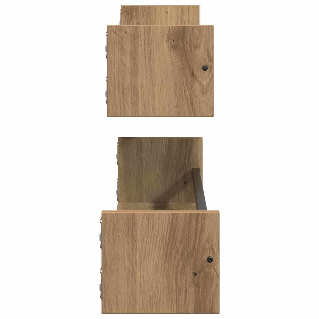 Wandplank Wandgemonteerd 2 pcs Artisan Eiken 80 x 16 x 14 cm is nu te koop bij PeponiXL, paradijselijk wonen!