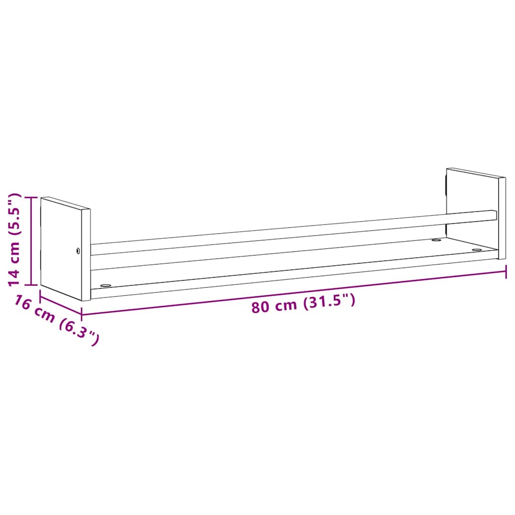 Wandplank Wandgemonteerd 2 pcs Artisan Eiken 80 x 16 x 14 cm is nu te koop bij PeponiXL, paradijselijk wonen!