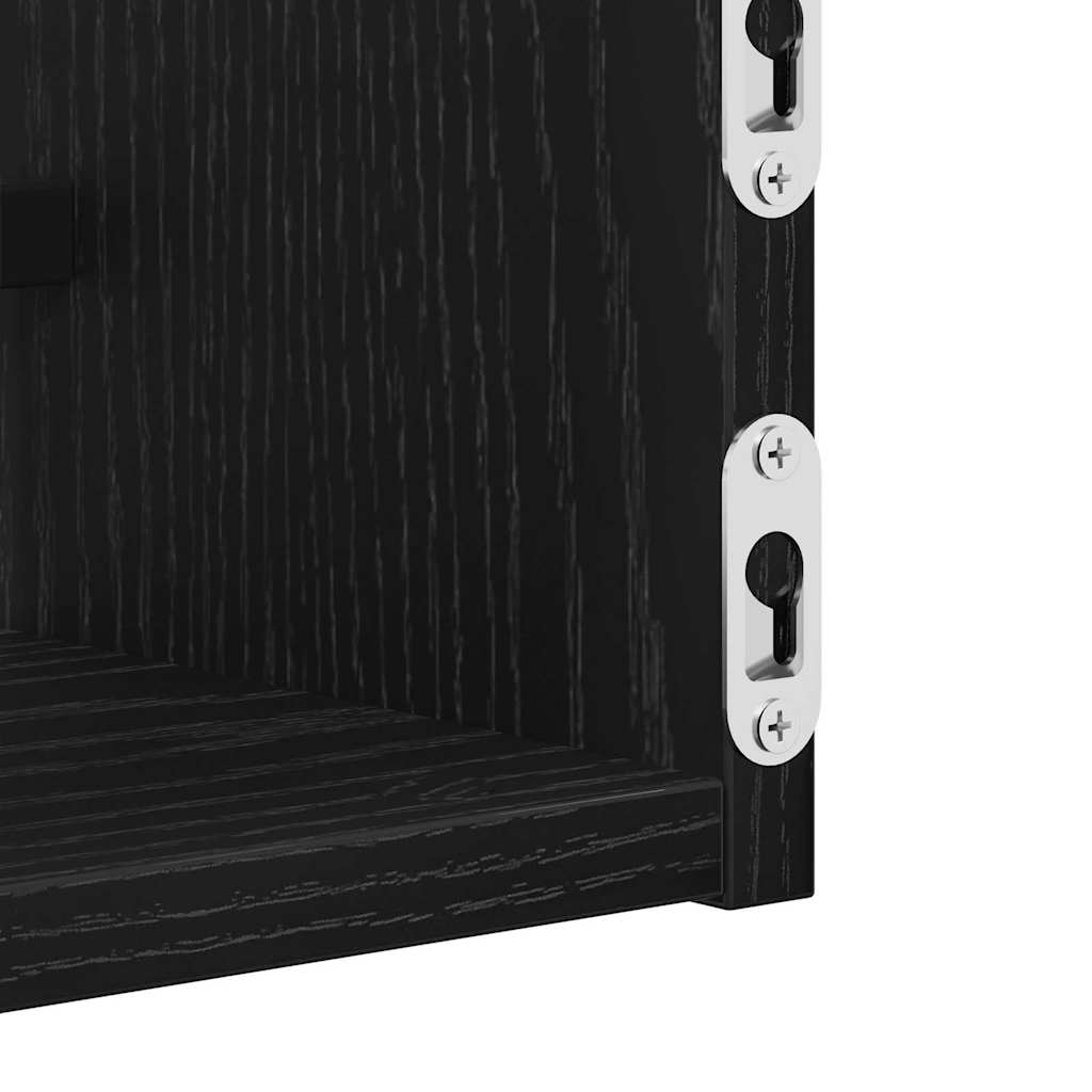 Wandplank Wandgemonteerd 2 pcs Zwart Eiken 80 x 16 x 14 cm is nu te koop bij PeponiXL, paradijselijk wonen!