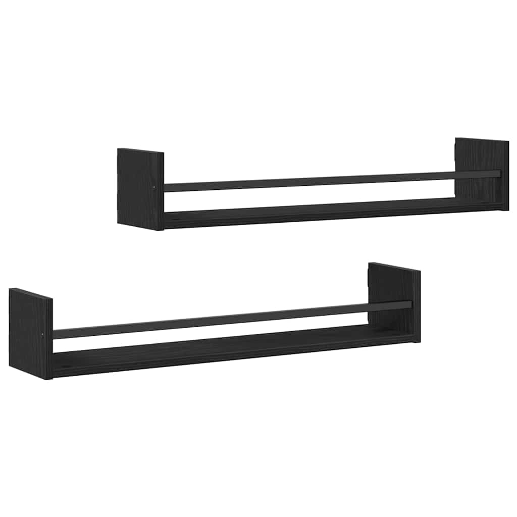 Wandplank Wandgemonteerd 2 pcs Zwart Eiken 80 x 16 x 14 cm is nu te koop bij PeponiXL, paradijselijk wonen!