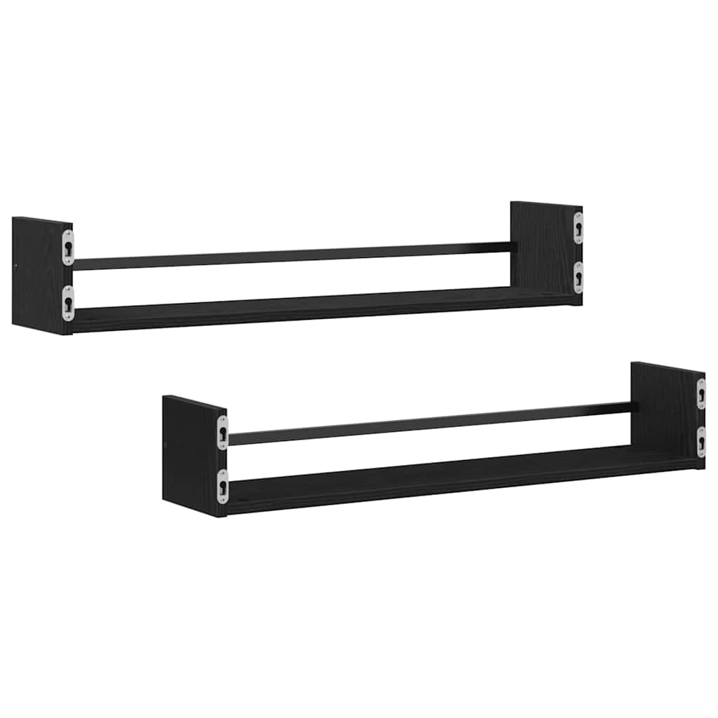 Wandplank Wandgemonteerd 2 pcs Zwart Eiken 80 x 16 x 14 cm is nu te koop bij PeponiXL, paradijselijk wonen!