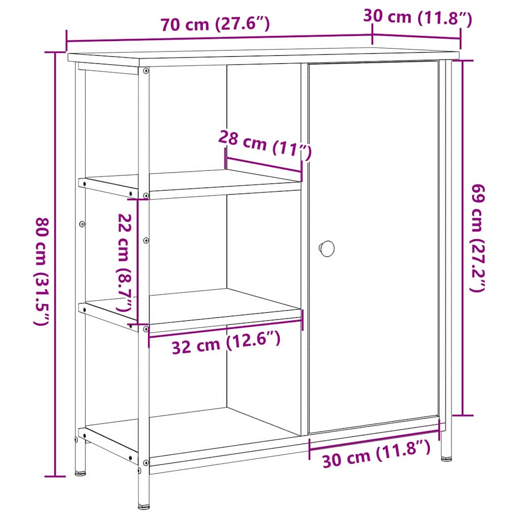 Dressoir Zwart Eiken 70 x 30 x 80 cm is nu te koop bij PeponiXL, paradijselijk wonen!