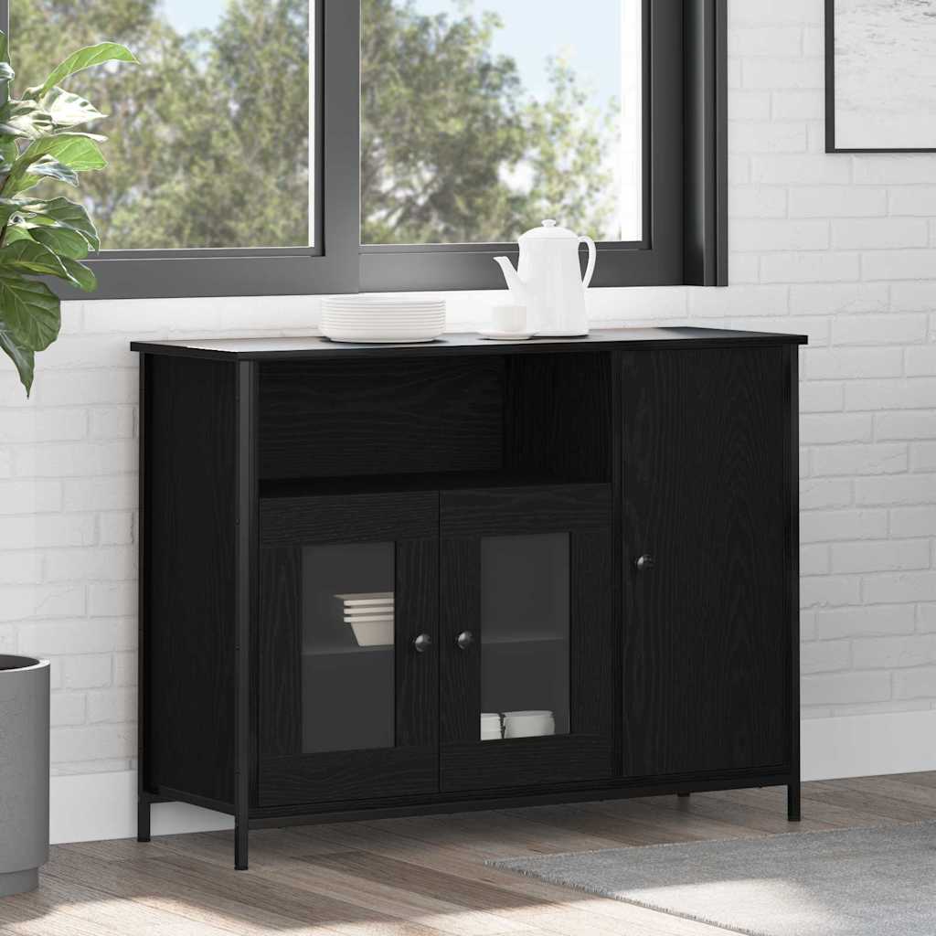 Dressoir Zwart Eiken 100 x 35 x 75 cm is nu te koop bij PeponiXL, paradijselijk wonen!