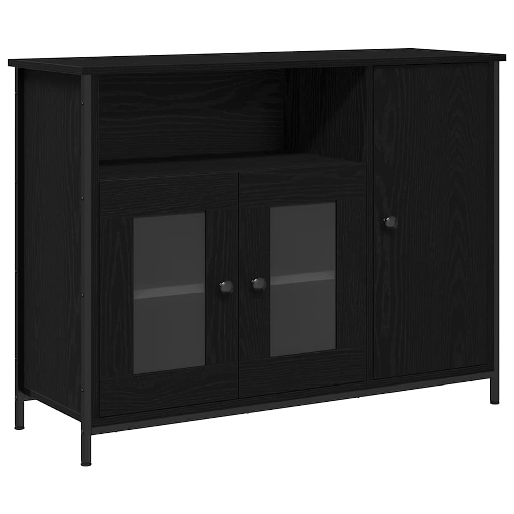 Dressoir Zwart Eiken 100 x 35 x 75 cm is nu te koop bij PeponiXL, paradijselijk wonen!