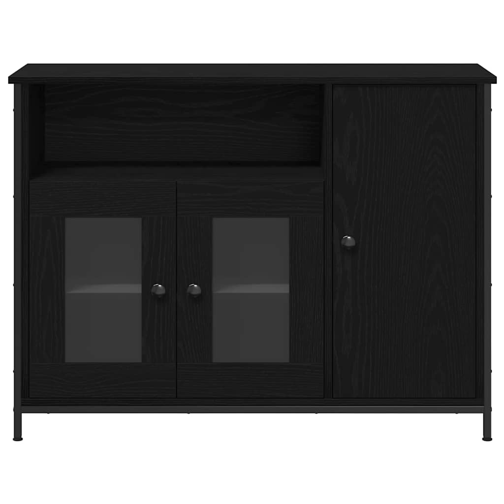 Dressoir Zwart Eiken 100 x 35 x 75 cm is nu te koop bij PeponiXL, paradijselijk wonen!