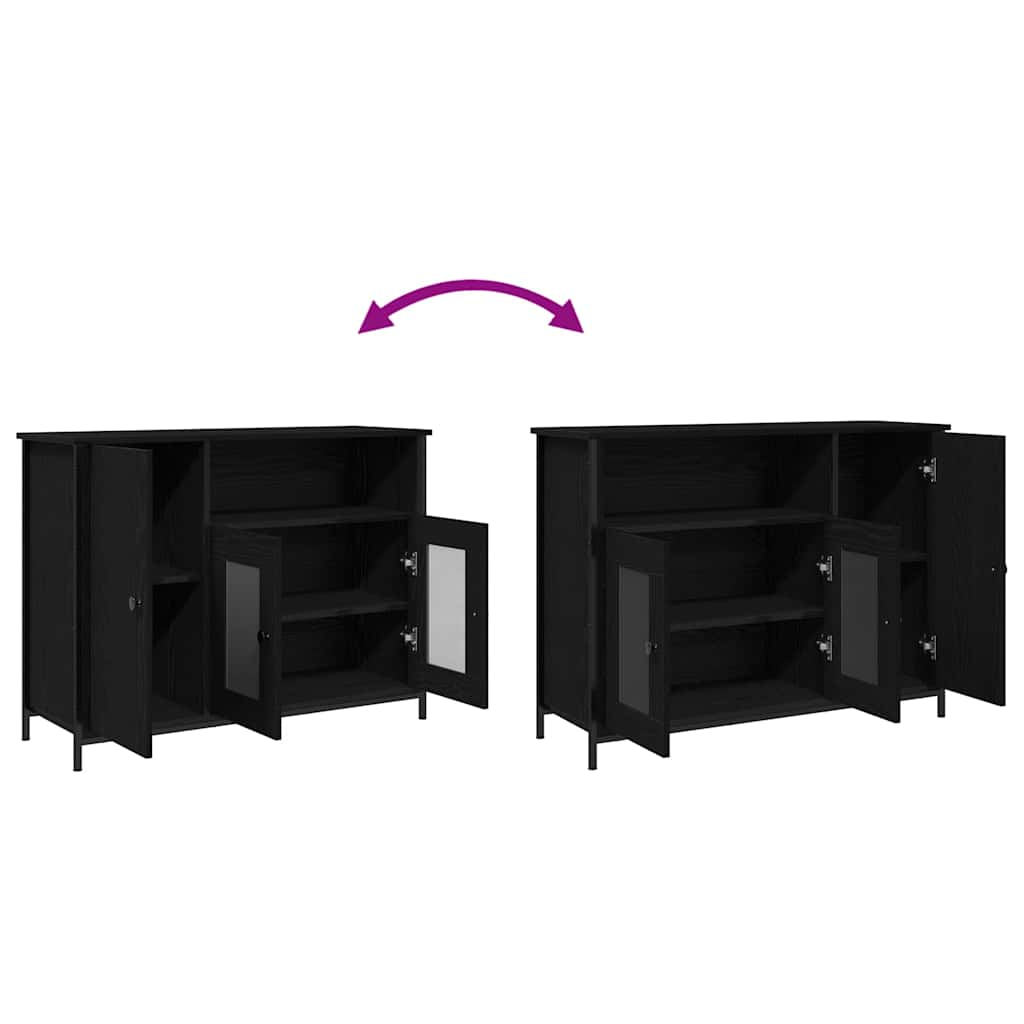 Dressoir Zwart Eiken 100 x 35 x 75 cm is nu te koop bij PeponiXL, paradijselijk wonen!