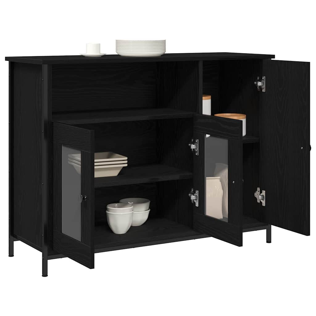 Dressoir Zwart Eiken 100 x 35 x 75 cm is nu te koop bij PeponiXL, paradijselijk wonen!
