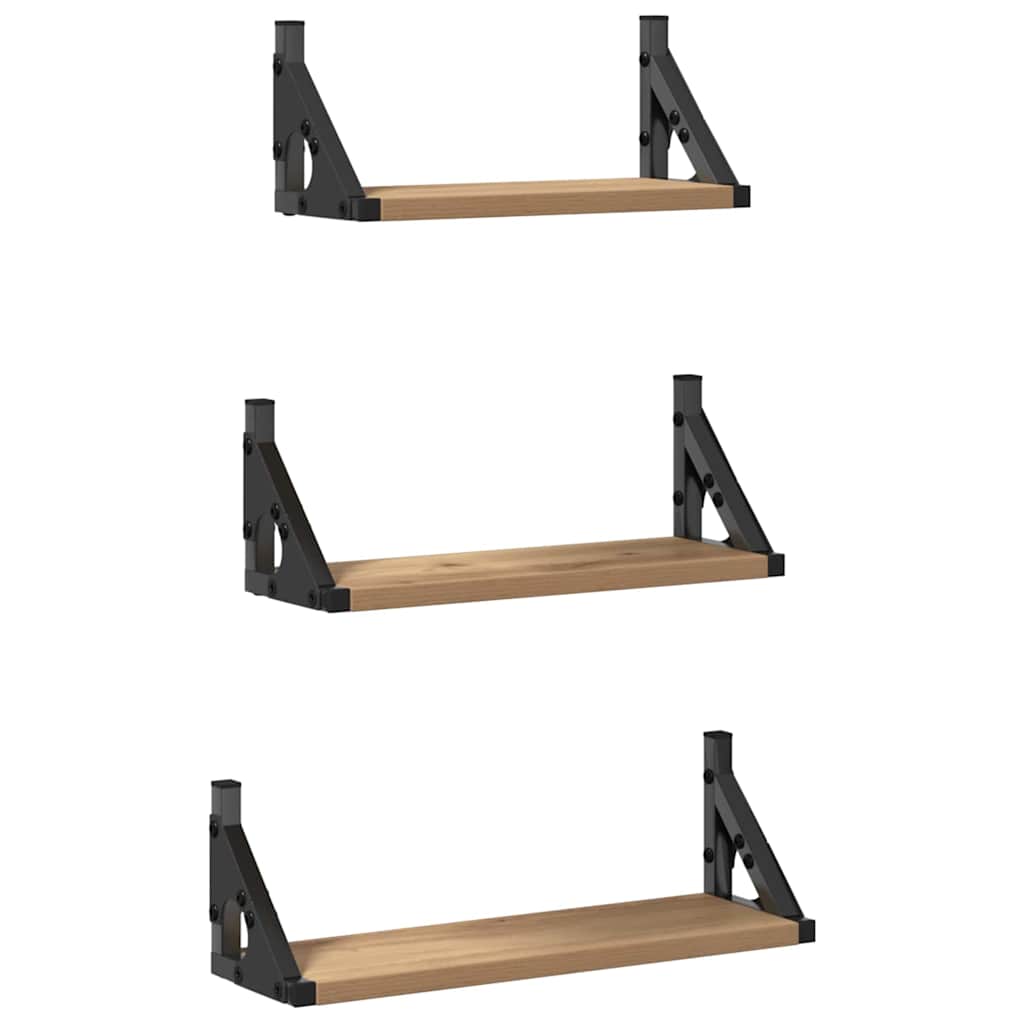 Wandplank Wandgemonteerd met opslag 3 pcs Rook Eik is nu te koop bij PeponiXL, paradijselijk wonen!
