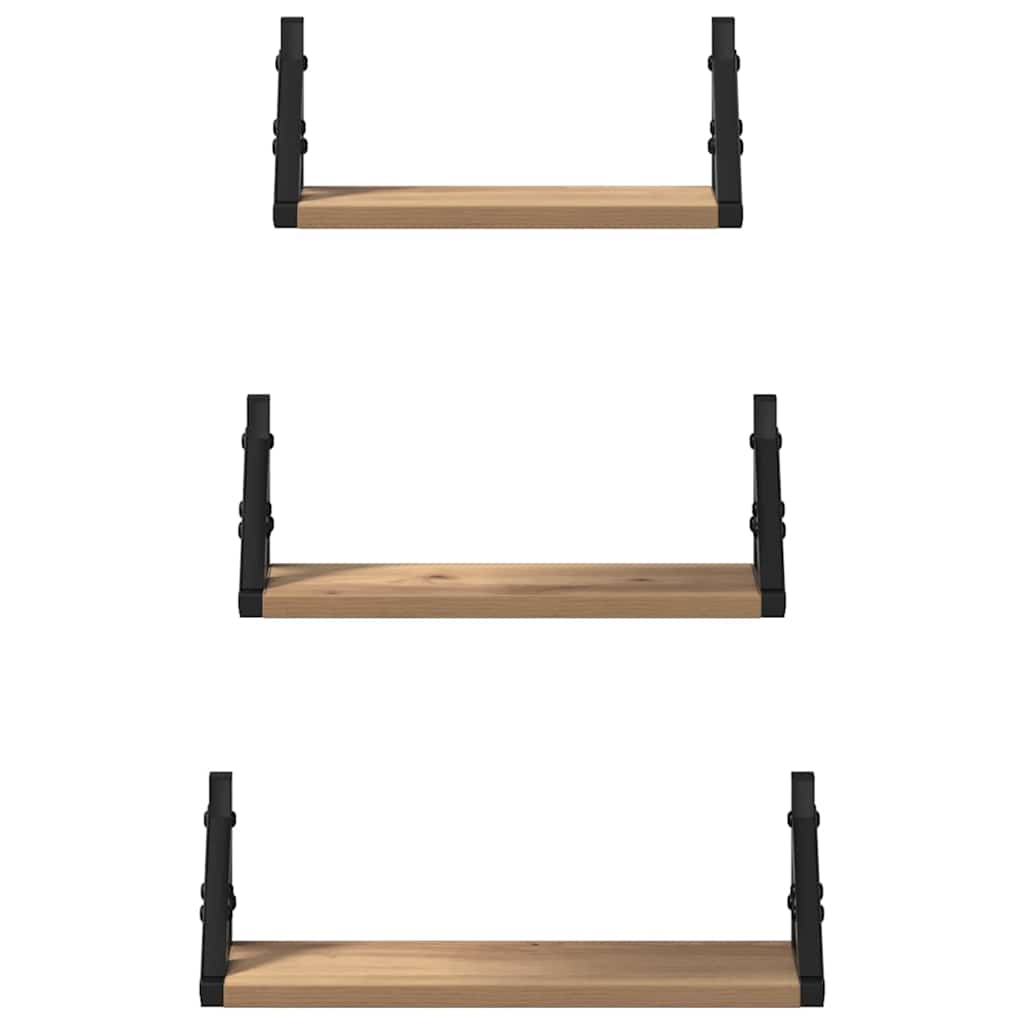 Wandplank Wandgemonteerd met opslag 3 pcs Rook Eik is nu te koop bij PeponiXL, paradijselijk wonen!