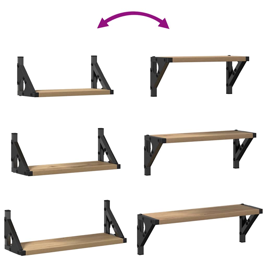 Wandplank Wandgemonteerd met opslag 3 pcs Rook Eik is nu te koop bij PeponiXL, paradijselijk wonen!