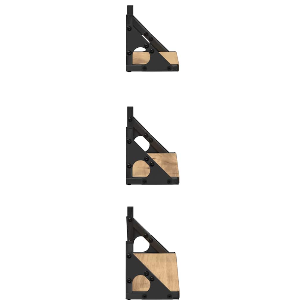 Wandplank Wandgemonteerd met opslag 3 pcs Rook Eik is nu te koop bij PeponiXL, paradijselijk wonen!