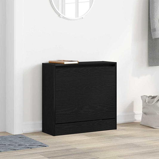 Schoenenkast met plank Zwart Eiken 60 x 21 x 57 cm Bewerkt hout is nu te koop bij PeponiXL, paradijselijk wonen!