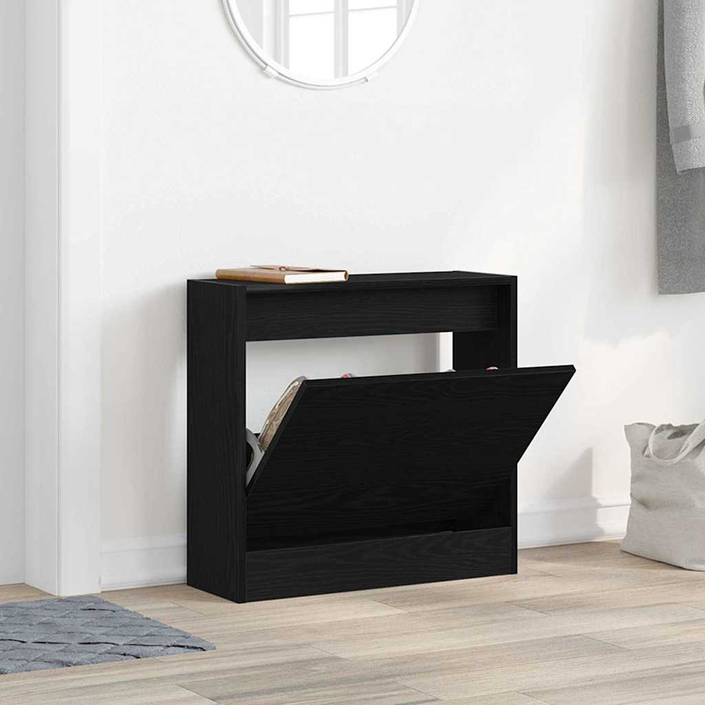 Schoenenkast met plank Zwart Eiken 60 x 21 x 57 cm Bewerkt hout is nu te koop bij PeponiXL, paradijselijk wonen!