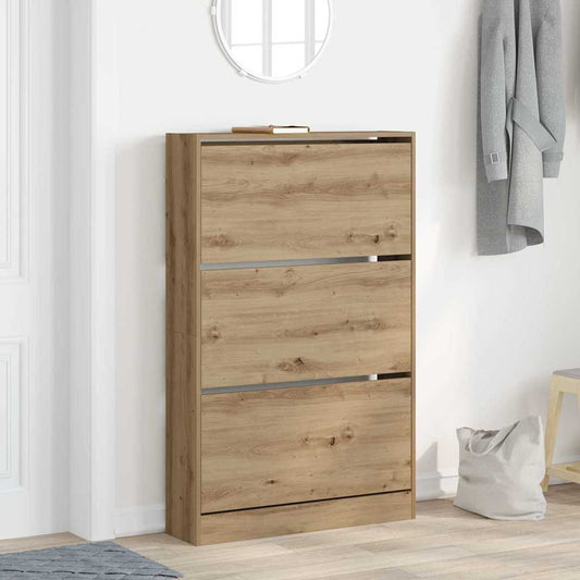 Schoenenkast Artisan Eiken 80 x 21 x 125,5 cm Bewerkt hout is nu te koop bij PeponiXL, paradijselijk wonen!