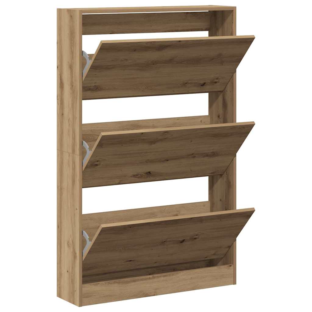 Schoenenkast Artisan Eiken 80 x 21 x 125,5 cm Bewerkt hout is nu te koop bij PeponiXL, paradijselijk wonen!