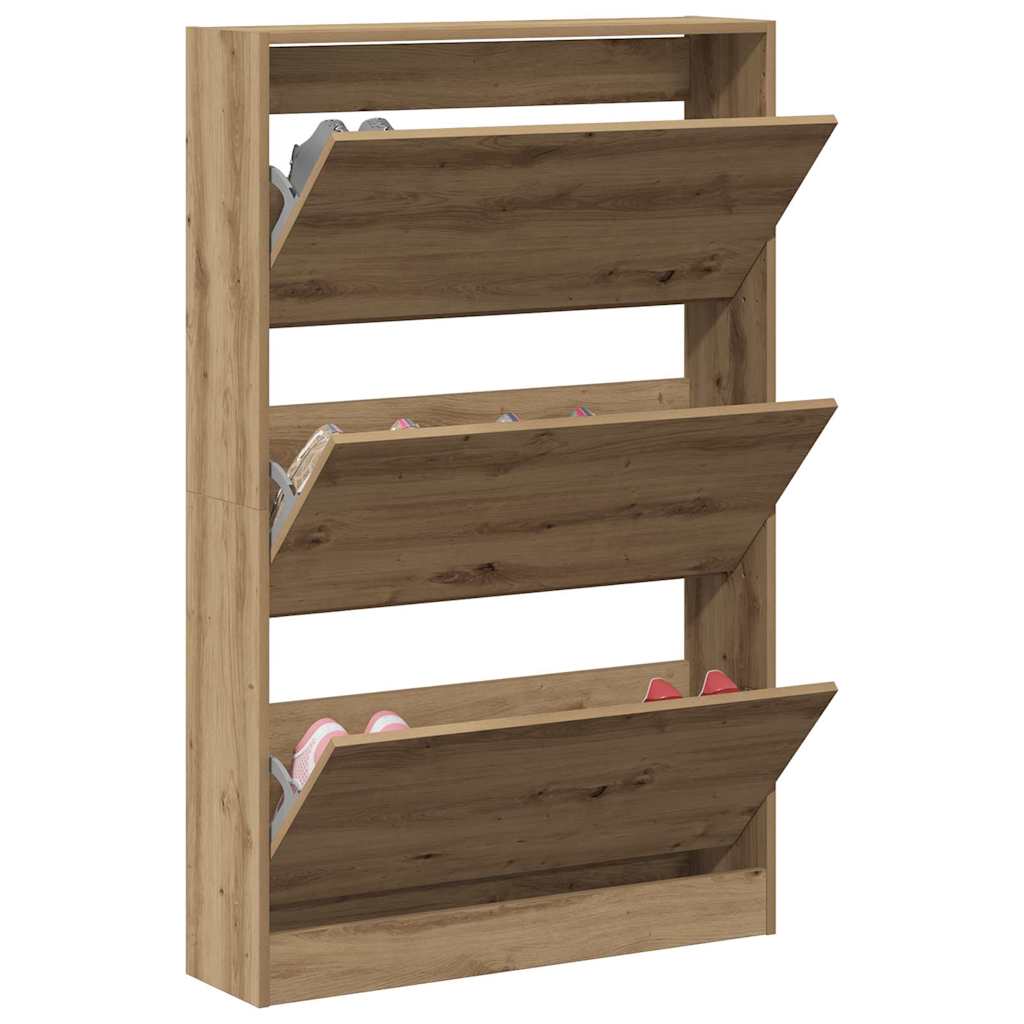 Schoenenkast Artisan Eiken 80 x 21 x 125,5 cm Bewerkt hout is nu te koop bij PeponiXL, paradijselijk wonen!