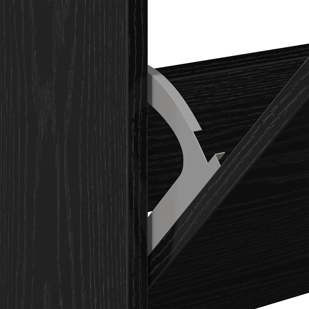 Schoenenkast Zwart Eiken 80 x 21 x 125,5 cm Bewerkt hout is nu te koop bij PeponiXL, paradijselijk wonen!