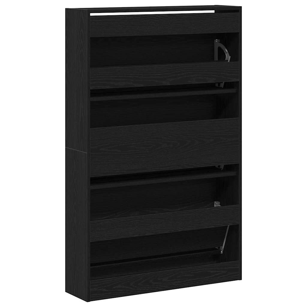 Schoenenkast Zwart Eiken 80 x 21 x 125,5 cm Bewerkt hout is nu te koop bij PeponiXL, paradijselijk wonen!