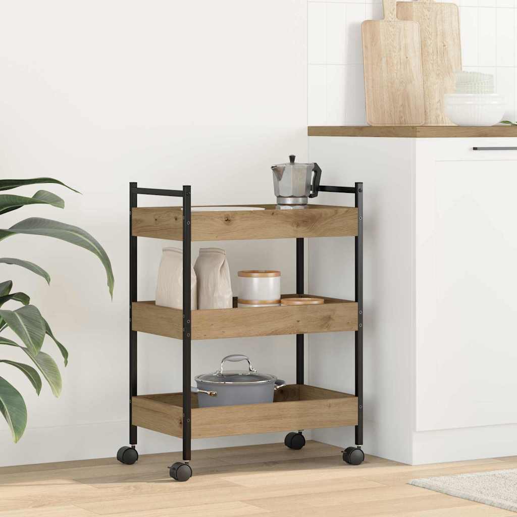 Keuken Trolley Artisan Eiken 50 x 30 x 70 cm Bewerkt hout is nu te koop bij PeponiXL, paradijselijk wonen!
