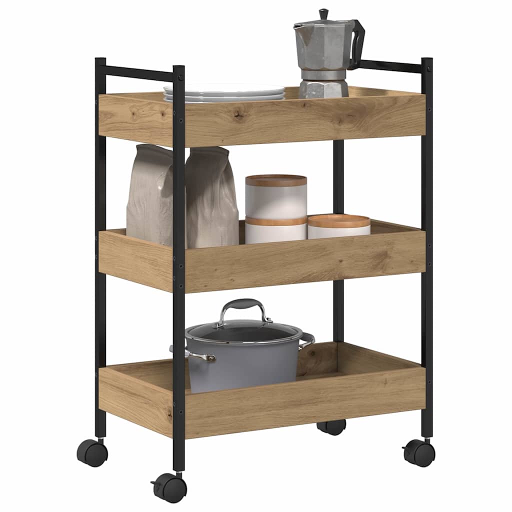 Keuken Trolley Artisan Eiken 50 x 30 x 70 cm Bewerkt hout is nu te koop bij PeponiXL, paradijselijk wonen!