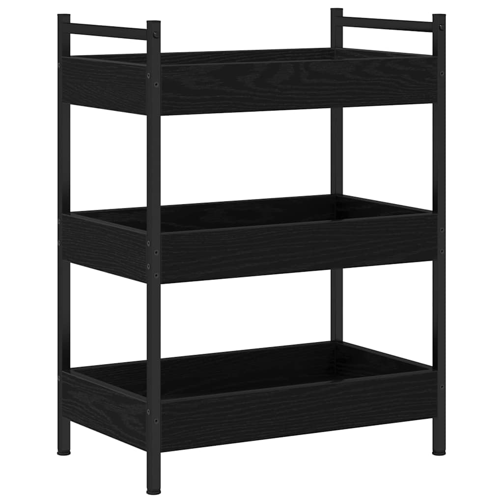Keuken Trolley Zwart eiken 50 x 30 x 70 cm Bewerkt hout is nu te koop bij PeponiXL, paradijselijk wonen!